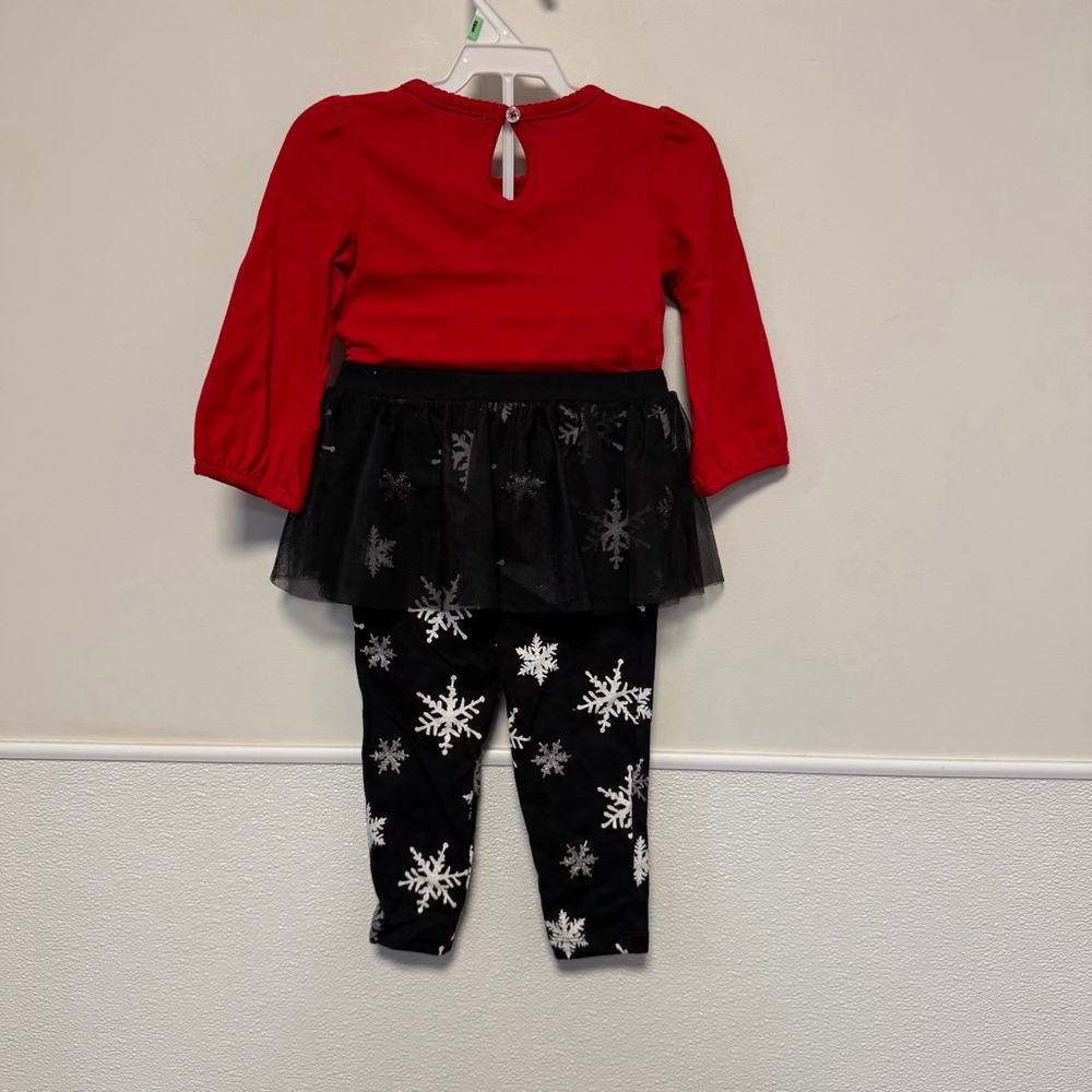 Carter's Girls Matching Set 18 M Red Black Snowflake Christmas Holiday New NWOT - Picture 3 of 13